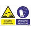 Aman.pt - ¡Peligro! Materias corrosivas | Obligatorio guantes de protección